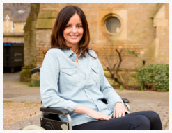 a woman in a wheelchair